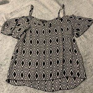 About a Girl Black and White Off-Shoulder Top - Size Small